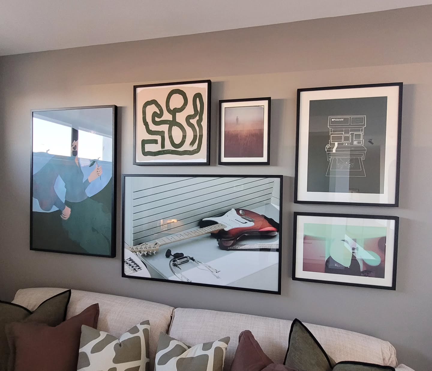 24. Moonlit Forest Gallery Wall with Antique Gold Frames and Indigo Accents