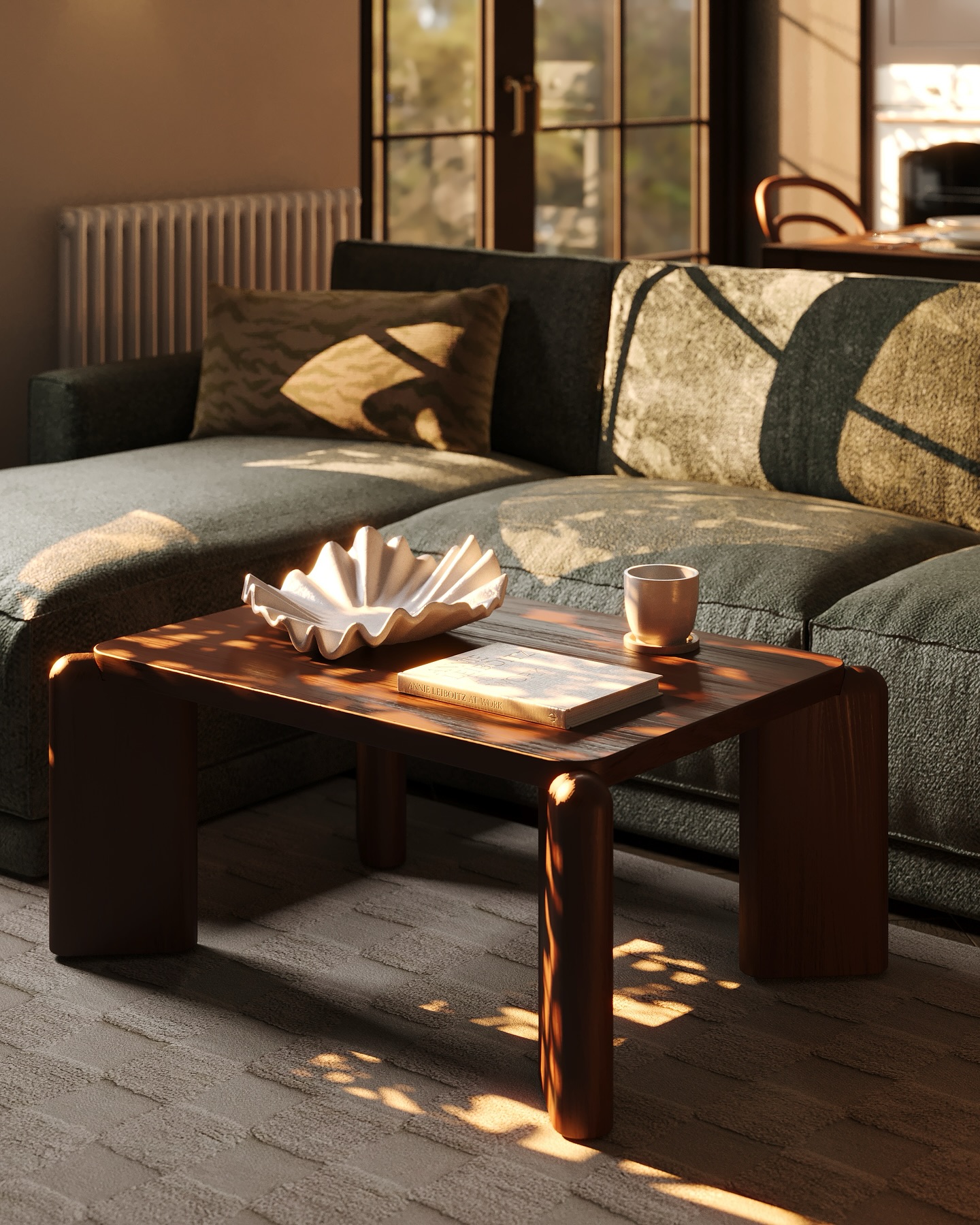 3. Coffee Beans and Cream: a Rustic Wooden Tray with a Cozy Mug and Books