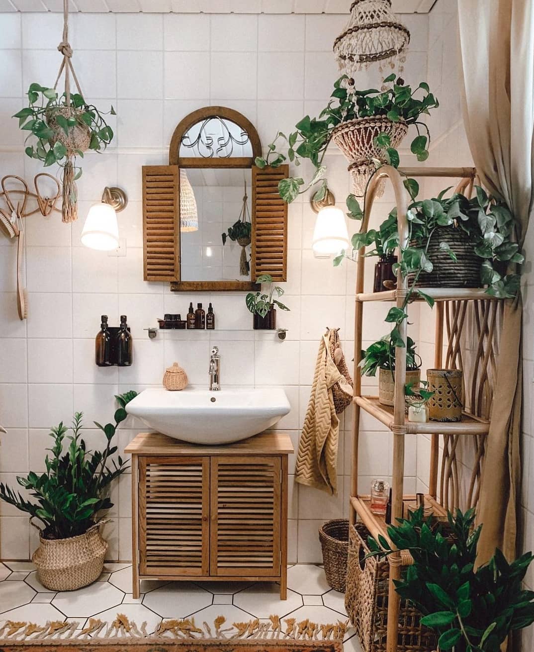 18. Moonlit Spell Cauldron Sink with Crystal Accents In a Forest Green Bathroom