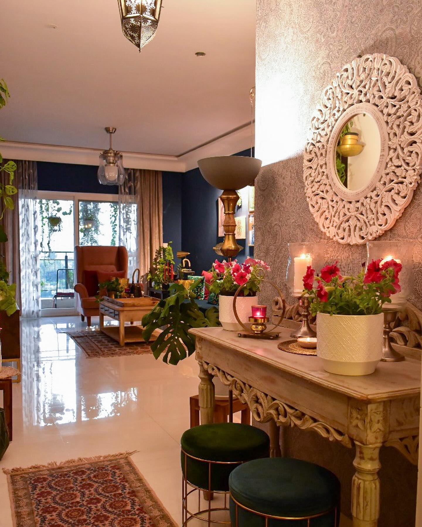 28. a Symphony Of Amber and Gold: the Sunlit Chandelier and Aged Mirror Fusion