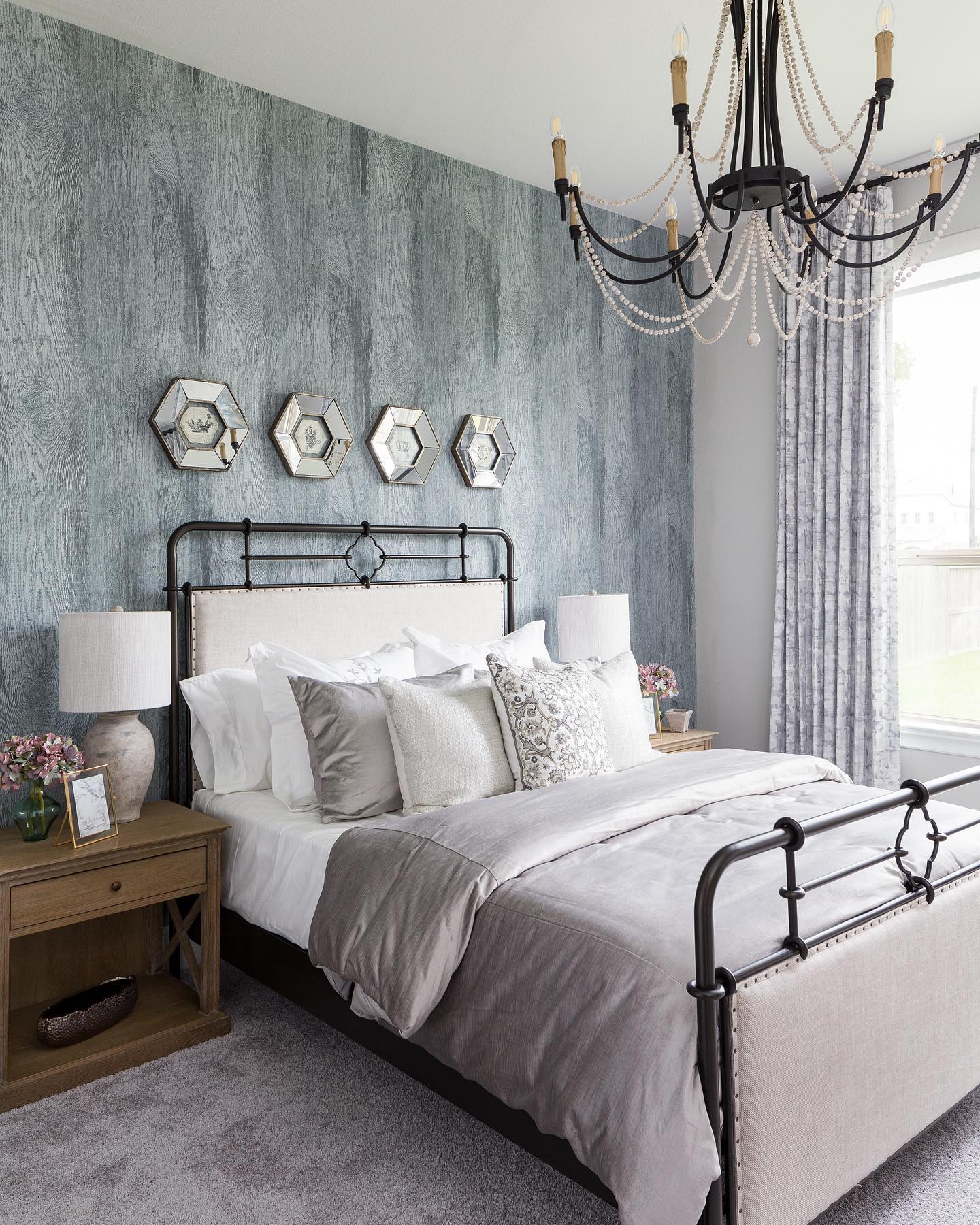 19. Cascading Vines and Geometric Shelves In a Monochrome Palette