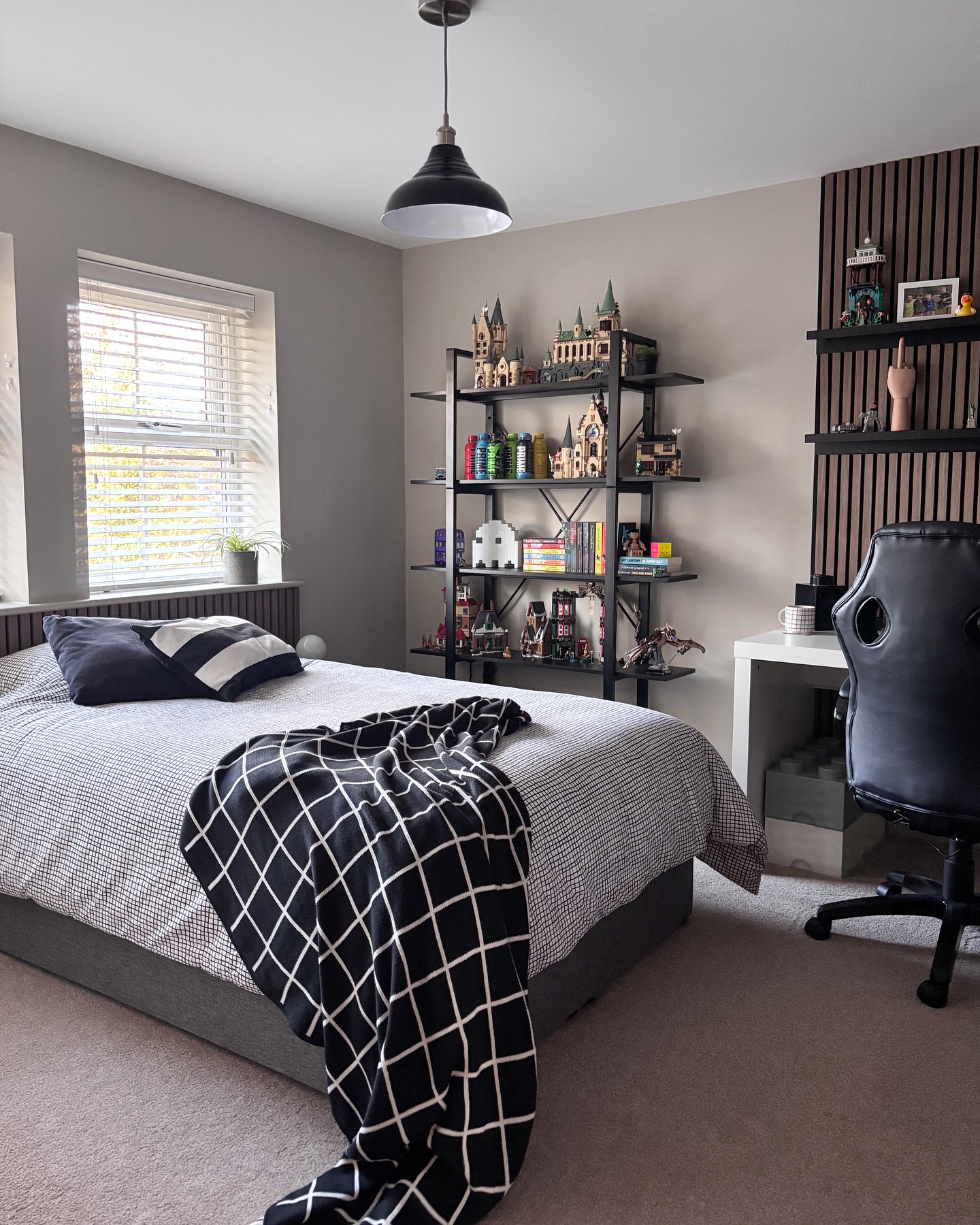 15. Surfboard Skateboard Wall Art and Neon Green Accents Bedroom