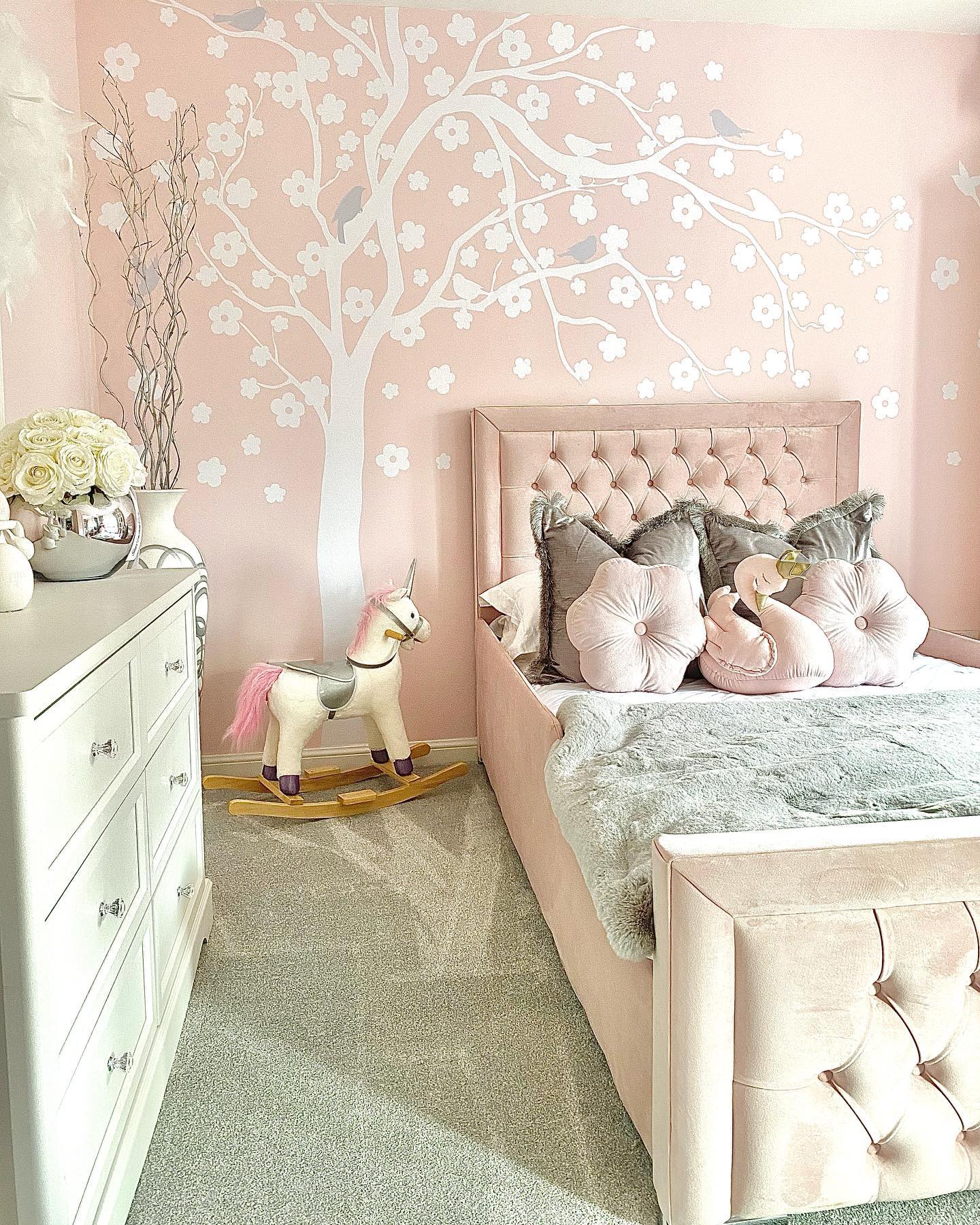 31. Moonlit Dreamscape: a Bedroom with Crescent-shaped Shelves and Starry Wall Art