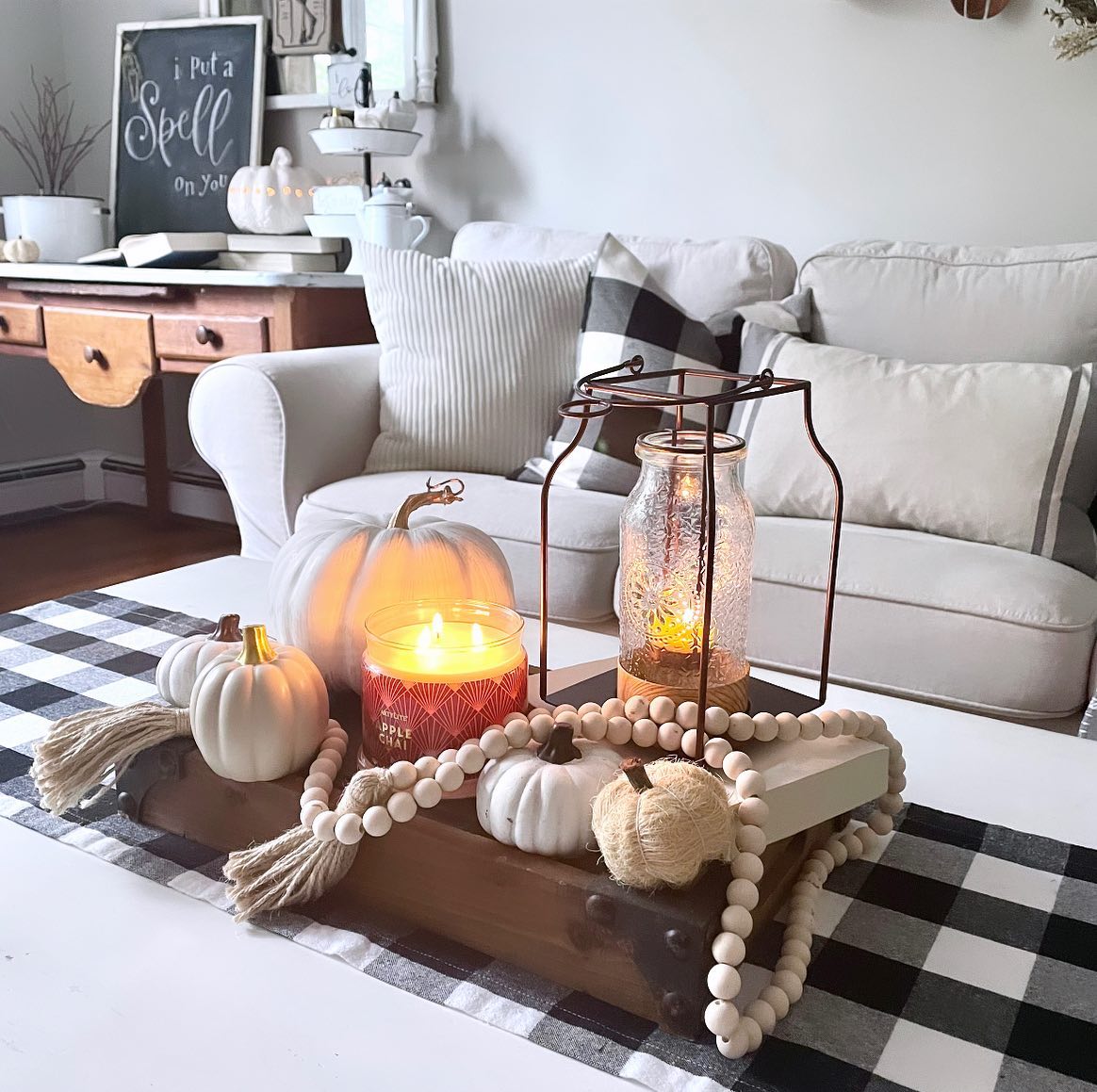 9. Pumpkin Spice Latte Palette with Rustic Charm: a Fall-themed Living Room