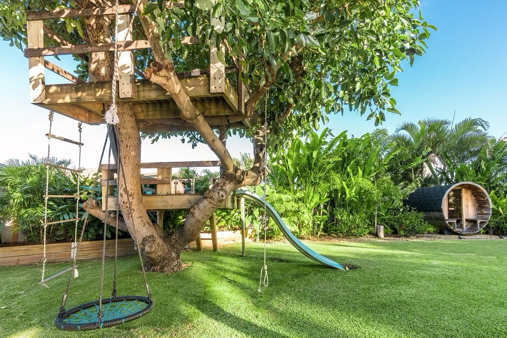 13. a Whimsical Jungle Gym with a Rainbow Slide and Tire Swing Extravaganza