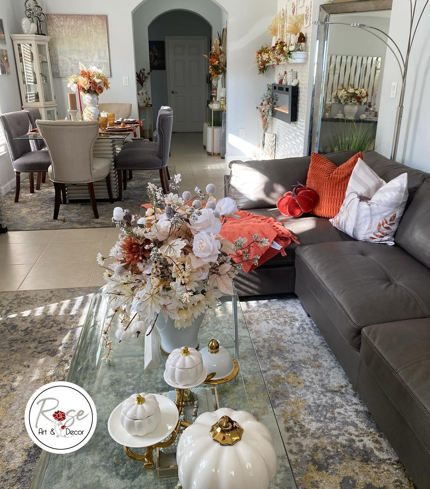 5. Cozy Pumpkin Spice Latte Corner with Crimson Leaves and Knitted Throws