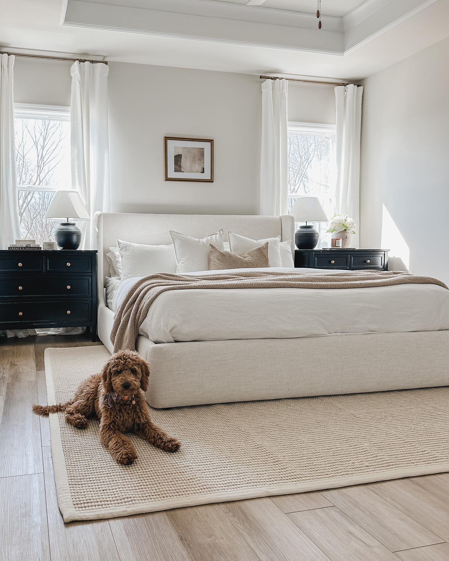 25. Moonlit Waves and Desert Sands: a Bedroom Rug with Coastal and Arid Fusion