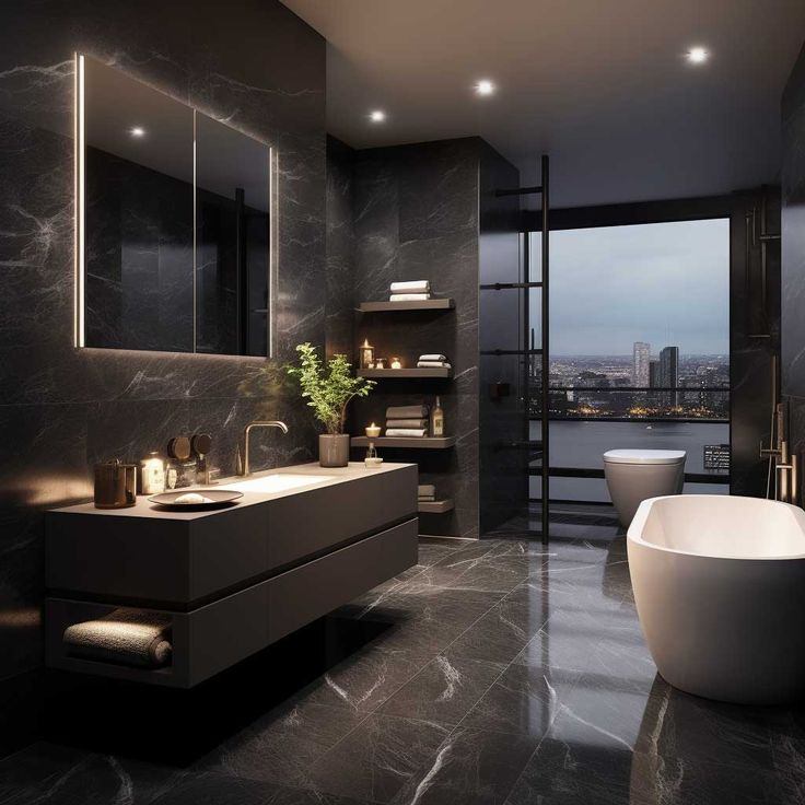 41. the Monochromatic Mosaic Of Minimalist Marbles and Curved Chrome