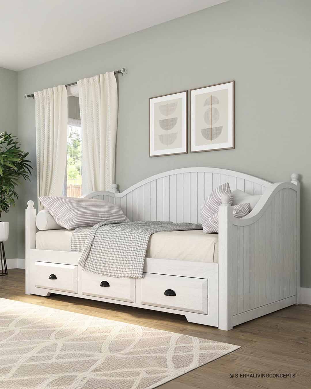 15. the Fusion Of Vintage Charm and Modern Minimalism with a Sunlit Daybed Nook