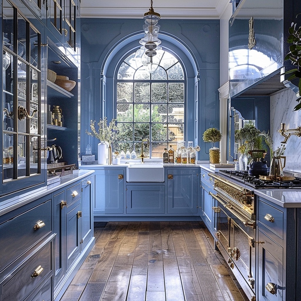 29. Azure Waves: the Kitchen with a Sea Glass Backsplash and Driftwood Cabinets