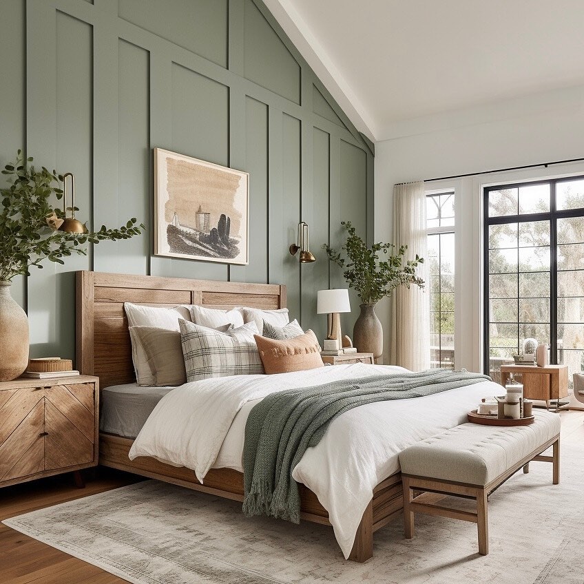 11. Sage Green Waves and Macrame Magic: a Bedroom Retreat