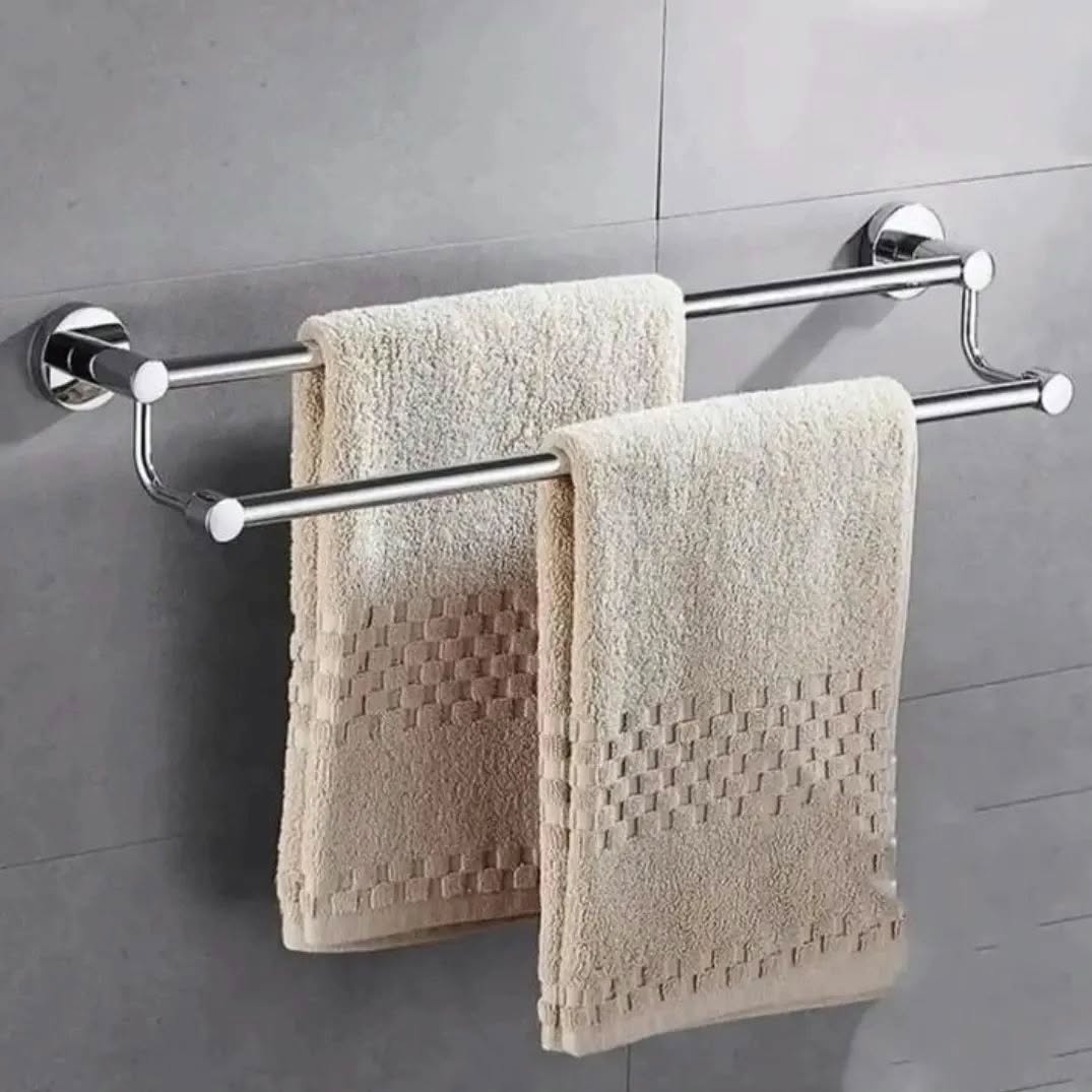 2. Midnight Blue Mosaic Tiles Frame the Elegant Brass Hand Towel Holder