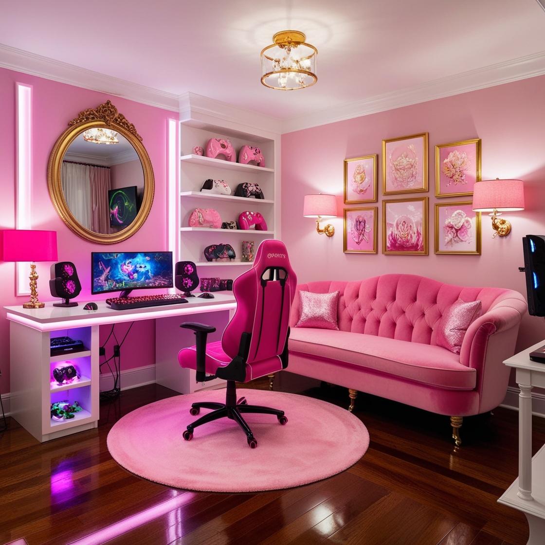 14. Neon Glow Gaming Haven: Pixel Art Meets Retro Arcade