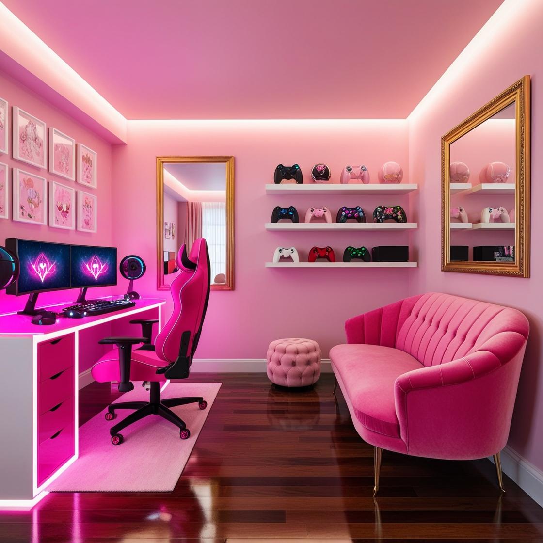 7. Neon Gamer's Haven: Pixelated Led Strips and Retro Arcade Accents