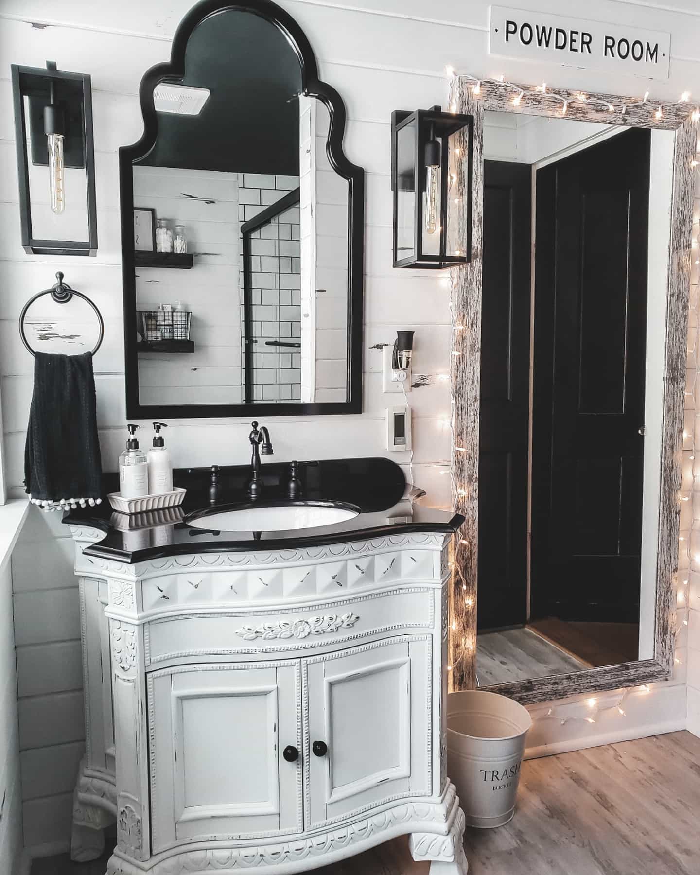 22. Moonlit Spell Jar and Herb Garden on Vintage Sink In Witchy Bathroom