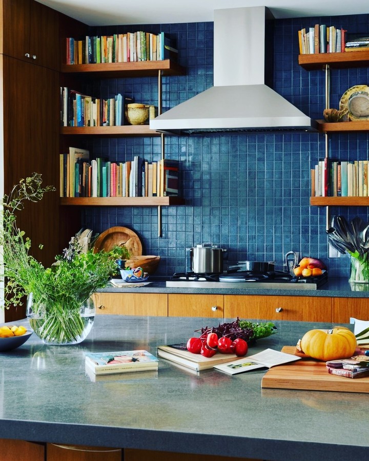 23. Rustic Charm with Antique Gold and Woven Textures Above Cabinets