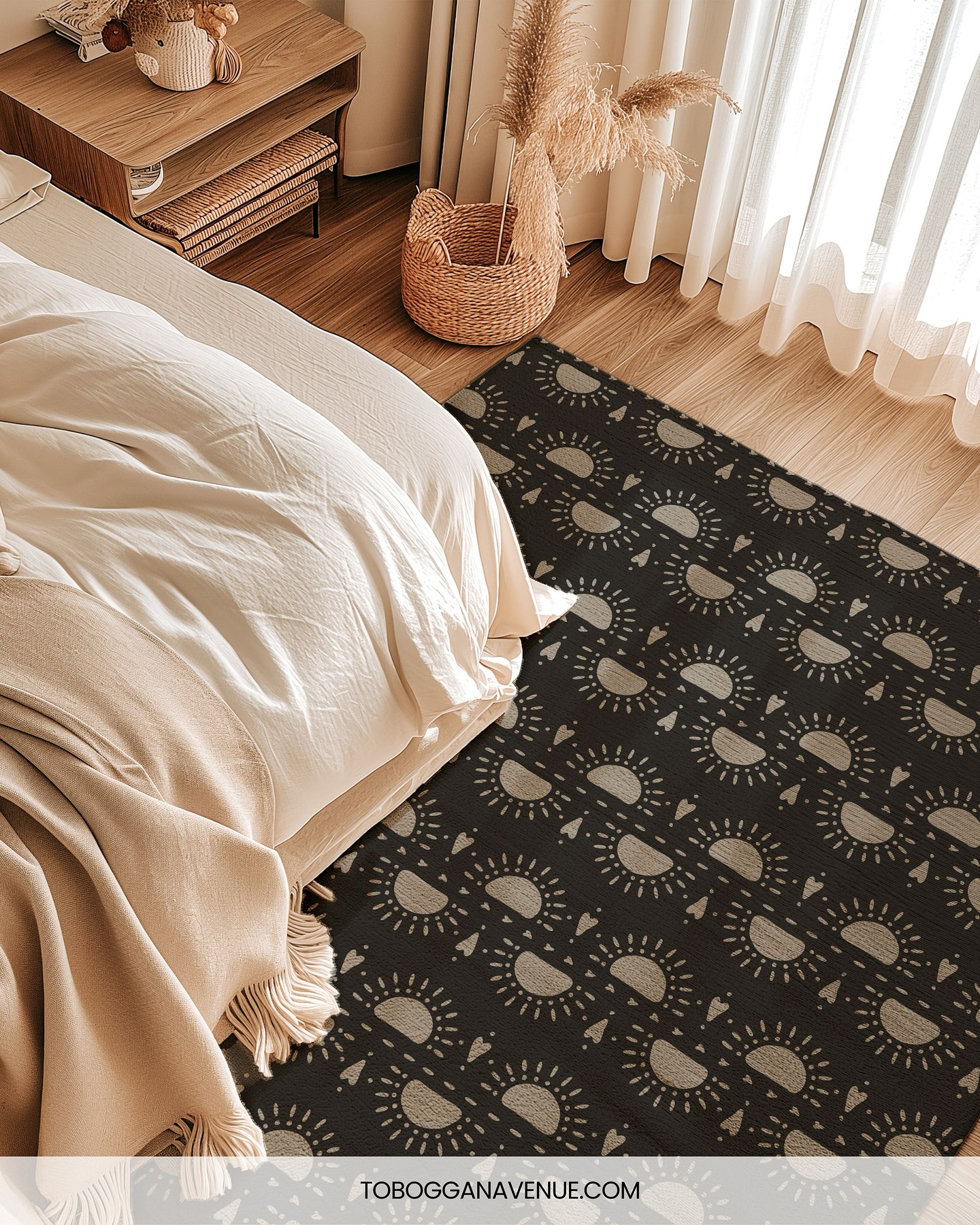 10. Cobalt Waves and Geometric Whimsy: a Bedroom Rug Adventure