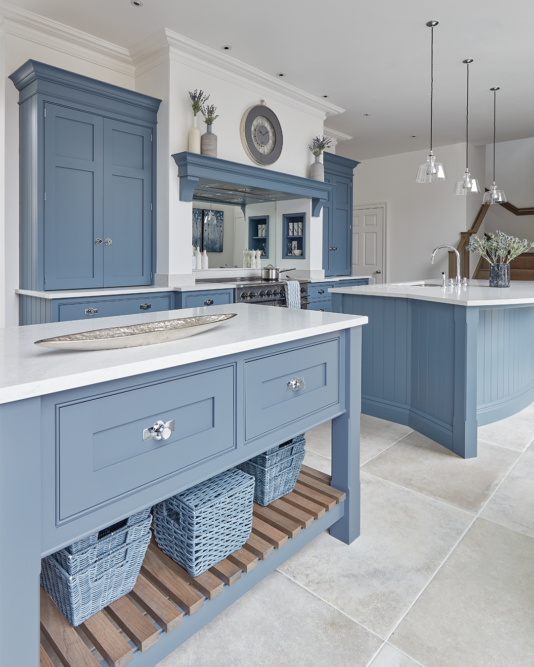 15. the Cerulean Splash with Copper Accents and Geometric Shelving