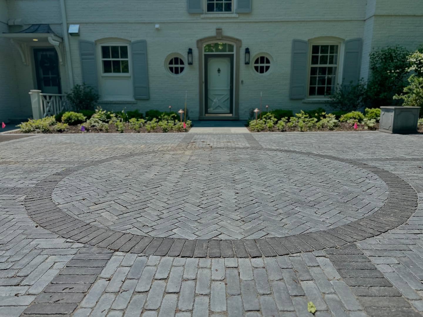 2. Driveway Edged with Lush Hydrangeas and Variegated Hostas Under a Sunlit Canopy