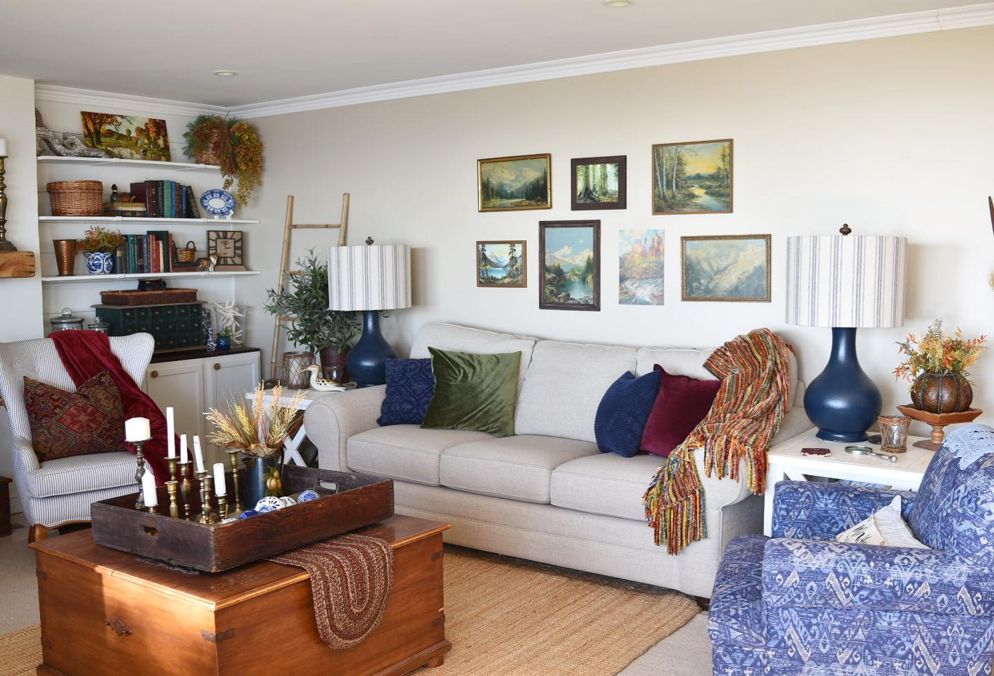 16. Autumnal Maple Leaf Wreath with Rustic Lantern Accents