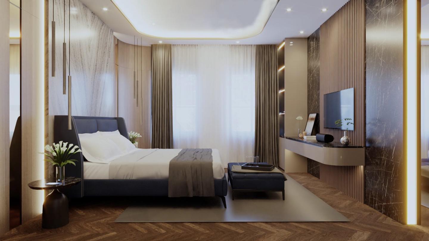 15. Moonlit Serenity: the Bedside Lava Lamp and Glowing Orb Accent Wall