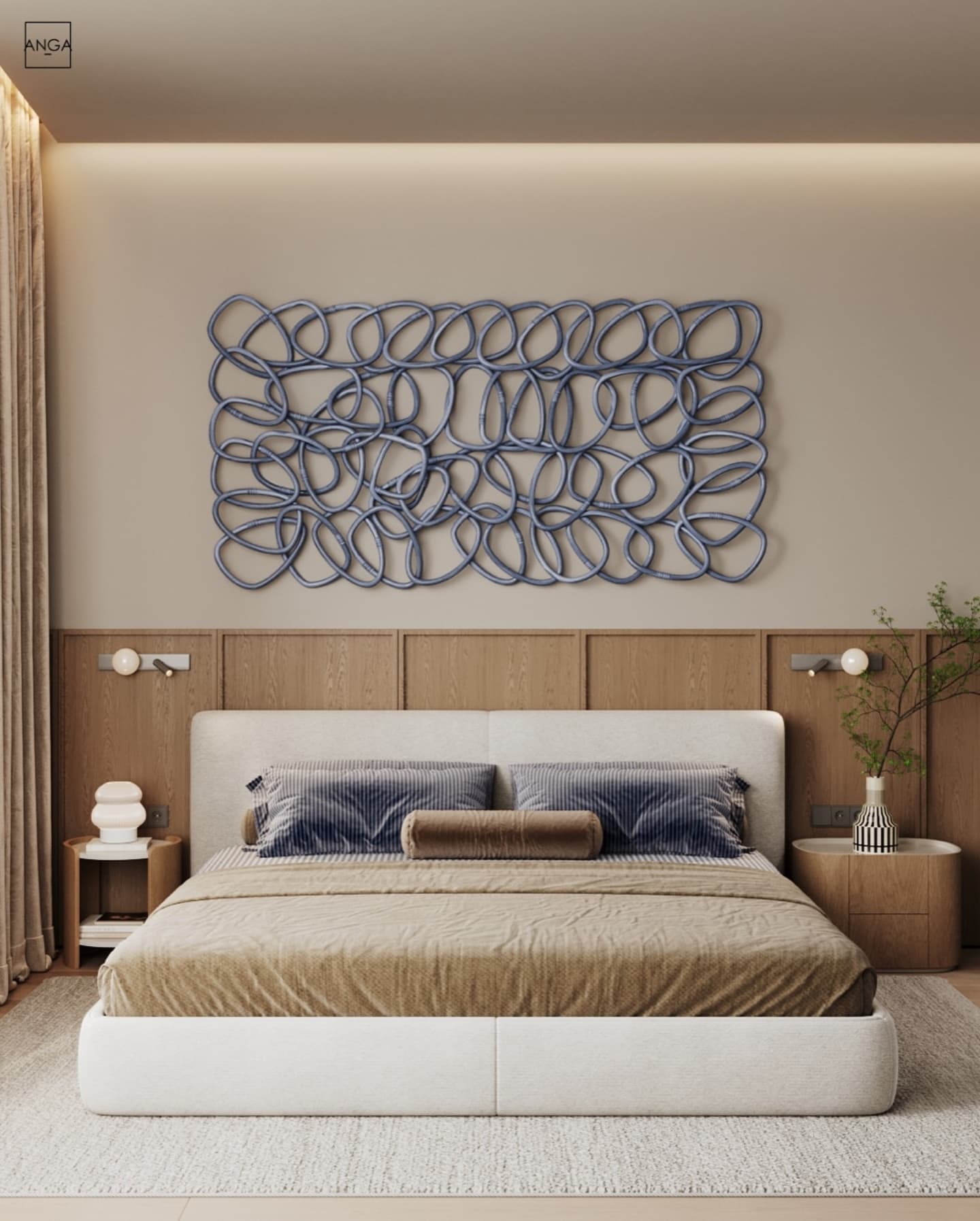 3. Moonlit Forest Canopy Bed with Starry String Lights