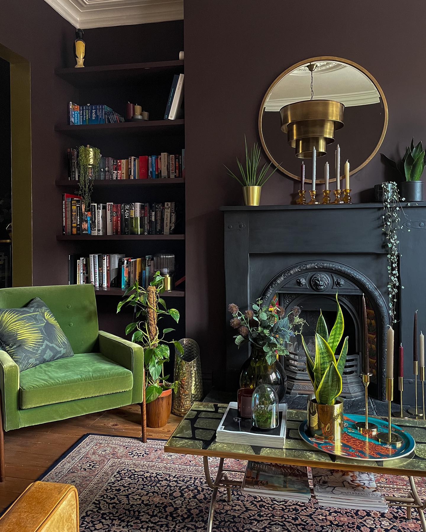 22. the Crimson Compendium Shelf with the Golden Arched Niche